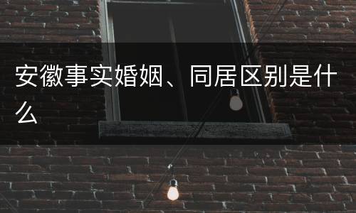 安徽事实婚姻、同居区别是什么