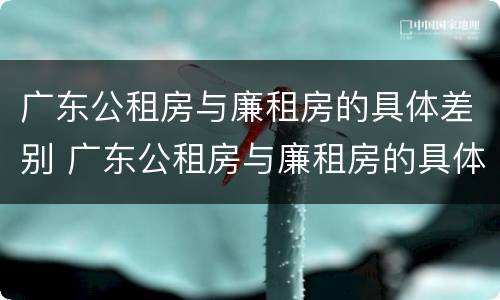 广东公租房与廉租房的具体差别 广东公租房与廉租房的具体差别是什么