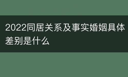 2022同居关系及事实婚姻具体差别是什么