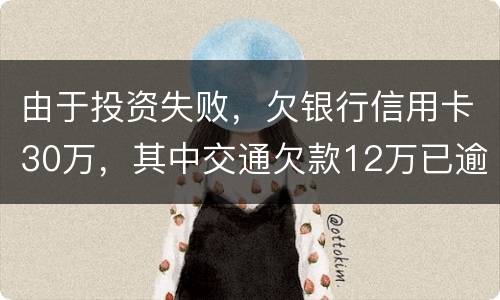 由于投资失败，欠银行信用卡30万，其中交通欠款12万已逾期将被起诉会不坐牢
