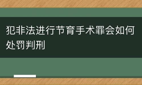 犯非法进行节育手术罪会如何处罚判刑