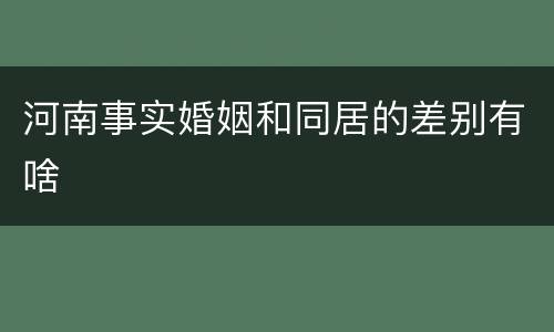 河南事实婚姻和同居的差别有啥