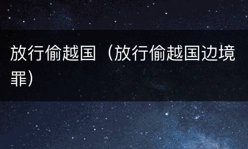 放行偷越国（放行偷越国边境罪）