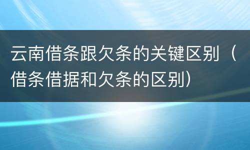 云南借条跟欠条的关键区别（借条借据和欠条的区别）