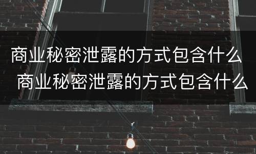 商业秘密泄露的方式包含什么 商业秘密泄露的方式包含什么