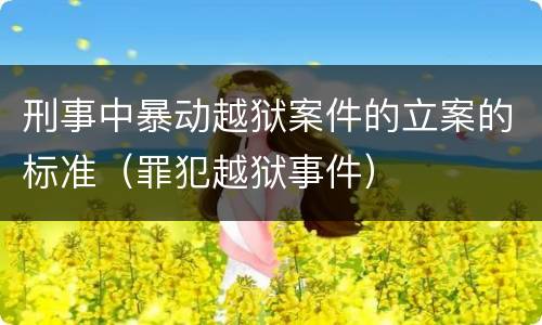 刑事中暴动越狱案件的立案的标准（罪犯越狱事件）