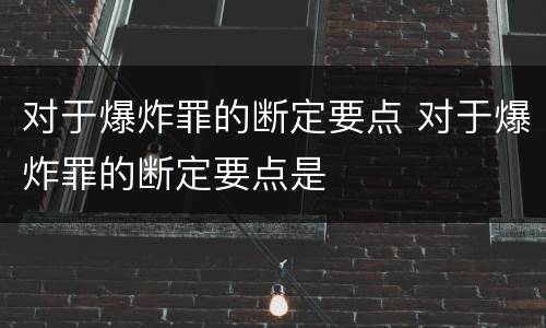 对于爆炸罪的断定要点 对于爆炸罪的断定要点是