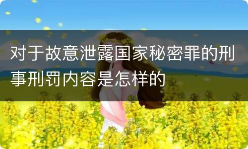 对于故意泄露国家秘密罪的刑事刑罚内容是怎样的