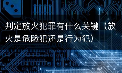 判定放火犯罪有什么关键（放火是危险犯还是行为犯）