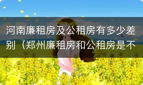 河南廉租房及公租房有多少差别（郑州廉租房和公租房是不是一样）
