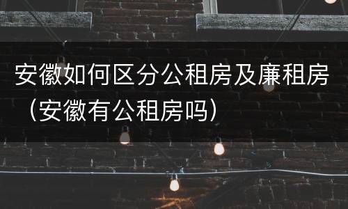 安徽如何区分公租房及廉租房（安徽有公租房吗）