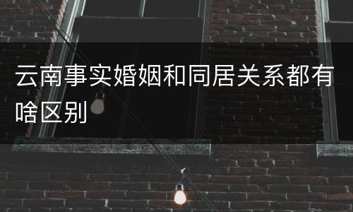 云南事实婚姻和同居关系都有啥区别