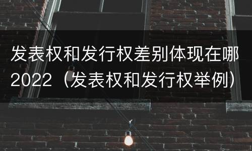 发表权和发行权差别体现在哪2022（发表权和发行权举例）
