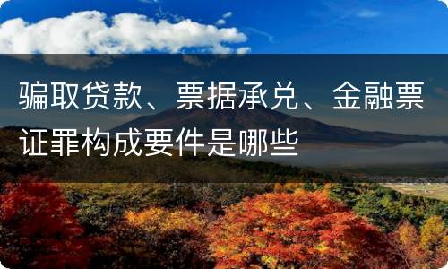 骗取贷款、票据承兑、金融票证罪构成要件是哪些