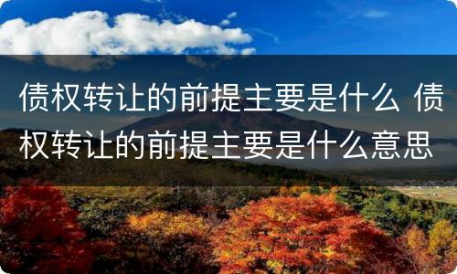 债权转让的前提主要是什么 债权转让的前提主要是什么意思