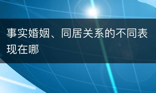 事实婚姻、同居关系的不同表现在哪