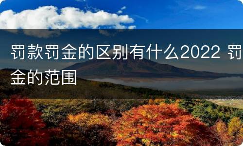 罚款罚金的区别有什么2022 罚金的范围