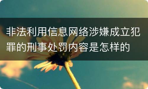 非法利用信息网络涉嫌成立犯罪的刑事处罚内容是怎样的