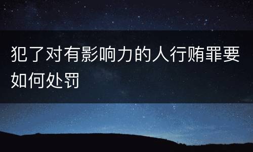 犯了对有影响力的人行贿罪要如何处罚