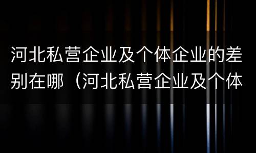 河北私营企业及个体企业的差别在哪（河北私营企业及个体企业的差别在哪查）