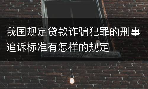 我国规定贷款诈骗犯罪的刑事追诉标准有怎样的规定