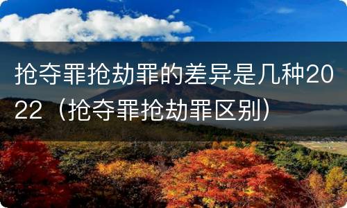 抢夺罪抢劫罪的差异是几种2022（抢夺罪抢劫罪区别）