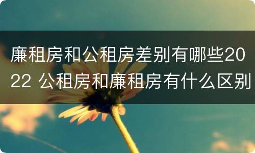 廉租房和公租房差别有哪些2022 公租房和廉租房有什么区别?2019年的