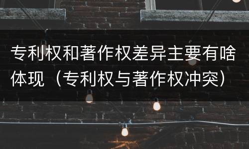 专利权和著作权差异主要有啥体现（专利权与著作权冲突）