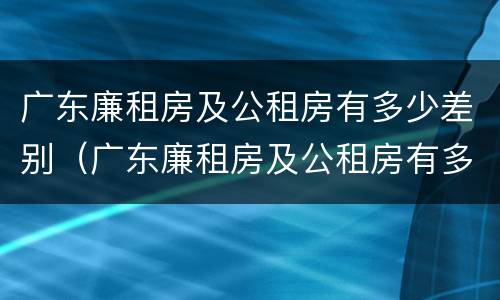 广东廉租房及公租房有多少差别（广东廉租房及公租房有多少差别呢）