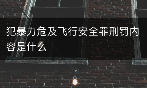 犯暴力危及飞行安全罪刑罚内容是什么