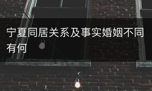 宁夏同居关系及事实婚姻不同有何