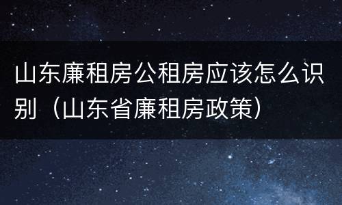 山东廉租房公租房应该怎么识别（山东省廉租房政策）