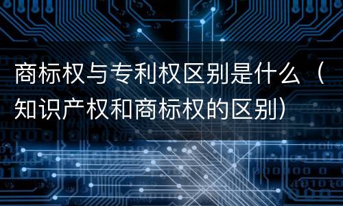 商标权与专利权区别是什么（知识产权和商标权的区别）