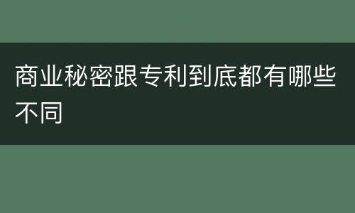 商业秘密跟专利到底都有哪些不同