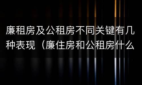 廉租房及公租房不同关键有几种表现（廉住房和公租房什么意识）