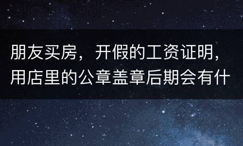 朋友买房，开假的工资证明，用店里的公章盖章后期会有什么责任