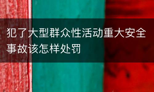 犯了大型群众性活动重大安全事故该怎样处罚