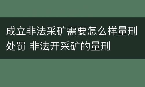 成立非法采矿需要怎么样量刑处罚 非法开采矿的量刑