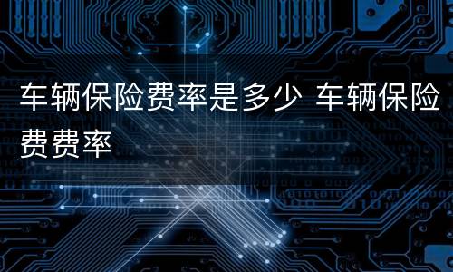 车辆保险费率是多少 车辆保险费费率