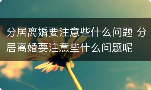 分居离婚要注意些什么问题 分居离婚要注意些什么问题呢