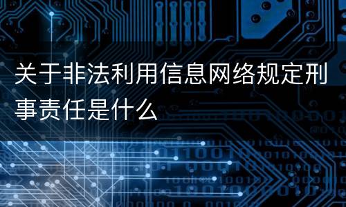关于非法利用信息网络规定刑事责任是什么