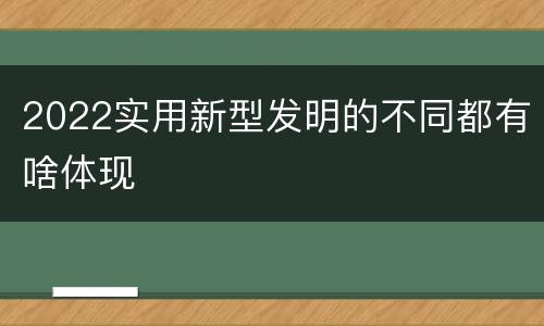 2022实用新型发明的不同都有啥体现