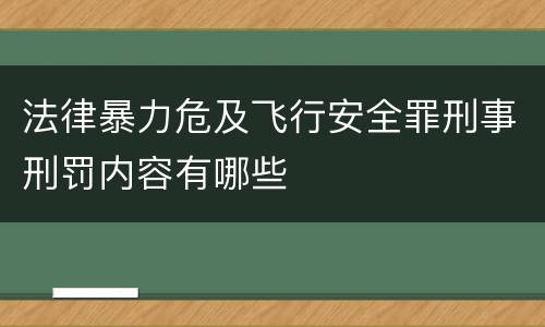 法律暴力危及飞行安全罪刑事刑罚内容有哪些