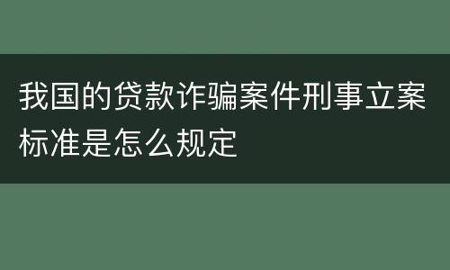我国的贷款诈骗案件刑事立案标准是怎么规定