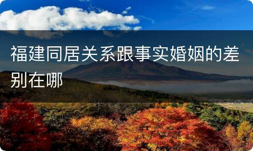福建同居关系跟事实婚姻的差别在哪