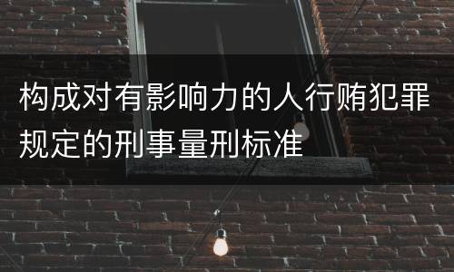 构成对有影响力的人行贿犯罪规定的刑事量刑标准