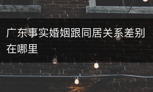 广东事实婚姻跟同居关系差别在哪里