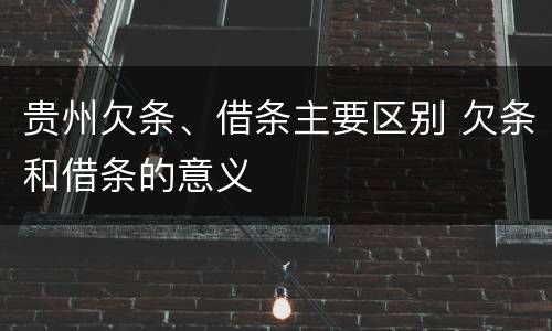 贵州欠条、借条主要区别 欠条和借条的意义