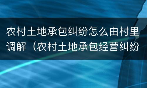 农村土地承包纠纷怎么由村里调解（农村土地承包经营纠纷调处方式有哪些）