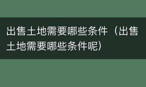 出售土地需要哪些条件（出售土地需要哪些条件呢）